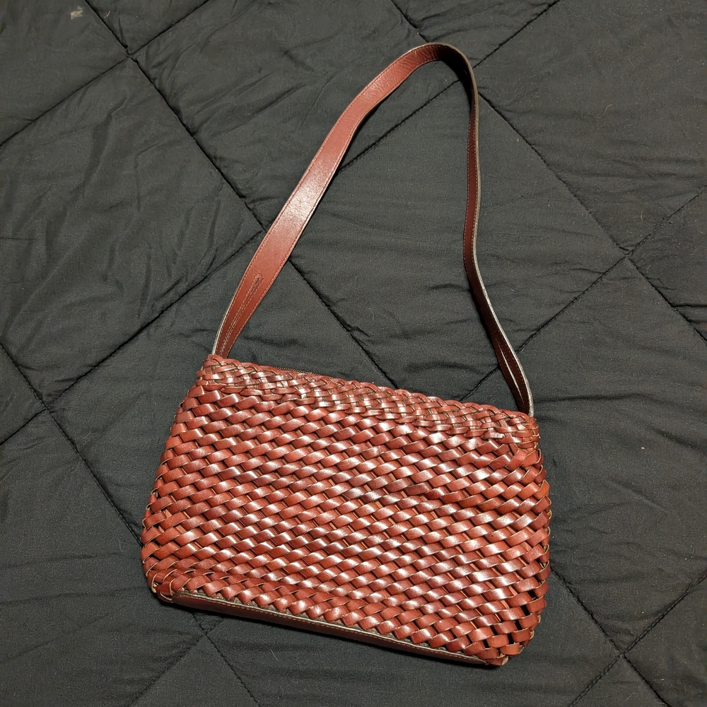 Fossil Woven Shoulder Bag - Chestnut Brown